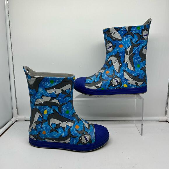Crocs Other - Crocs Boots Youth 13 Bump It Shark Rain Boot Blue